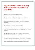 NRCMA NAHP CERTIFICATION PART 3 EXAM WITH VERIFIED ANSWERS
