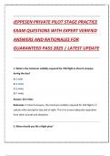 JEPPESEN PRIVATE PILOT STAGE PRACTICE  EXAM QUESTIONS WITH EXPERT VERIFIED  ANSWERS AND RATIONALES FOR  GUARANTEED PASS 2025 &vert; LATEST UPDATE