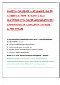 MARYVILLE NURS 612 &mdash; ADVANCED HEALTH  ASSESSMENT PRACTICE EXAM 2 2025  QUESTIONS WITH EXPERT VERIFIED ANSWERS  AND RATIONALES FOR GUARANTEED PASS &vert;  LATEST UPDATE