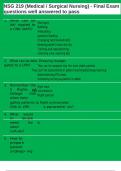 NSG 219 &lpar;Medical &sol; Surgical Nursing&rpar; - Final Exam questions well answered to pass