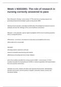 Week 1 NSG3301&colon; The role of research in nursing correctly answered to pass