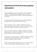 Final Review for NUR 3010 exam questions with answers