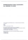 MAMMOGRAPHY FINAL EXAM WITH ALL NEEDED TO PASS