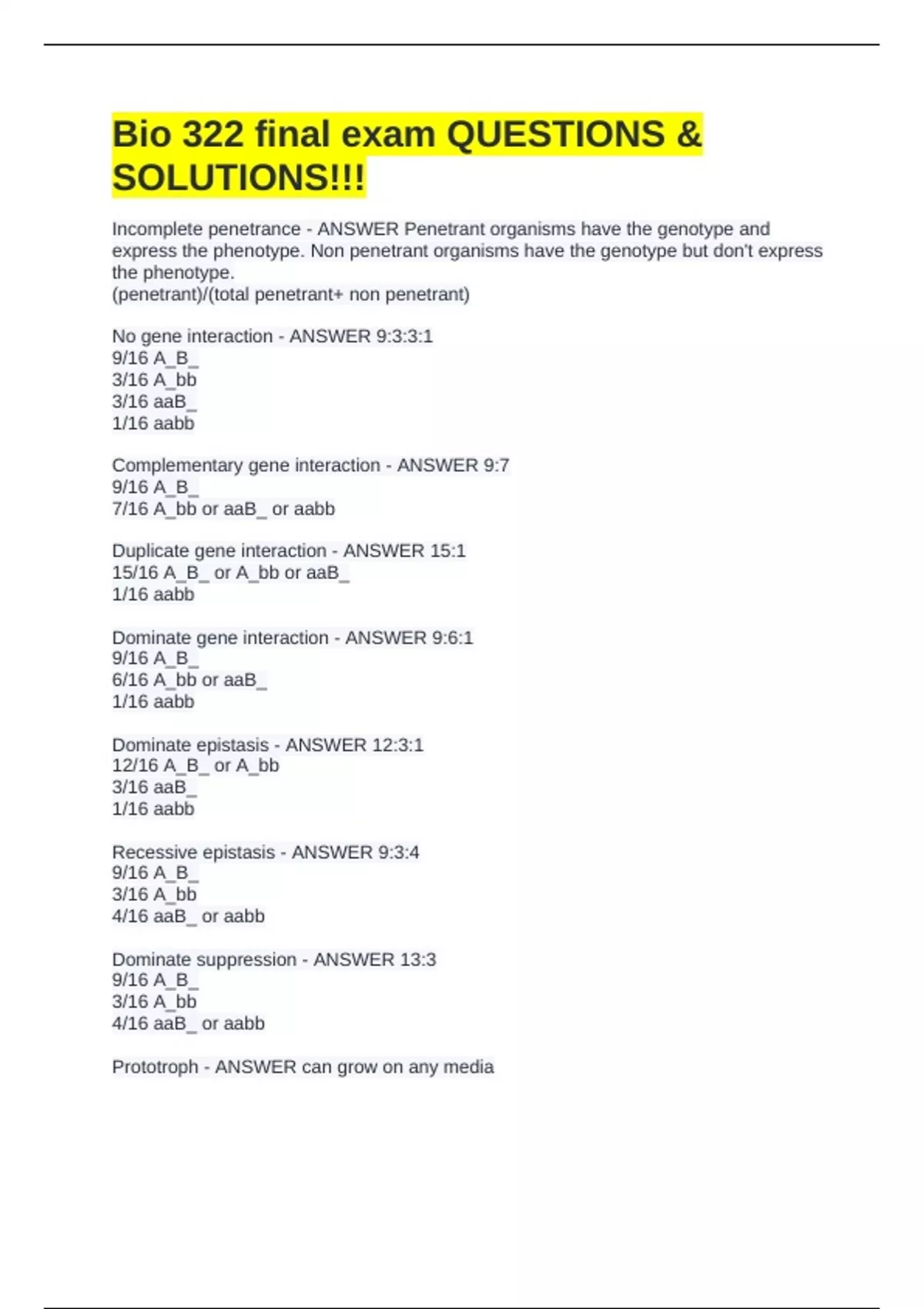 Bio 322 final exam QUESTIONS & SOLUTIONS!!! - BIO 322 GCU - Stuvia US