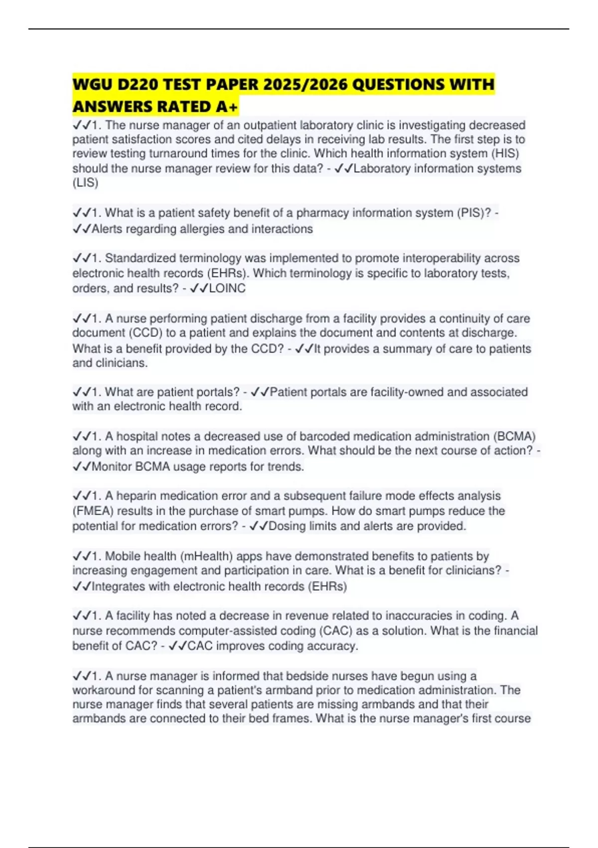 WGU D220 TEST PAPER 2025/2026 QUESTIONS WITH ANSWERS RATED A+ - WGU ...