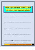 Legal Aspects of Real Estate - Unit 4 Exam 2025 Questions and Answers