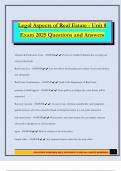 Legal Aspects of Real Estate - Unit 8 Exam 2025 Questions and Answers