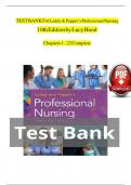 TEST BANK FOR Leddy & Pepper&rsquo;s Professional Nursing&comma; 10th Edition&comma; Chapters 1 - 22 Complete Guide&comma; by Lucy &vert; Questions With Verified Answers Latest Edition