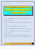 Unit 15 California legal aspects of real estate&colon; landlord - tenant law Exam 2025 Questions and Answers