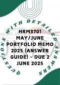 HRM3701 May&sol;June Portfolio Memo 2025 &lpar;Answer Guide&rpar; - Due 2 June 2025