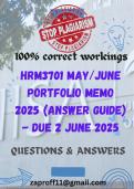HRM3701 May&sol;June Portfolio Memo 2025 &lpar;Answer Guide&rpar; - Due 2 June 2025