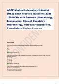 ASCP Medical Laboratory Scientist  &lpar;MLS&rpar; Exam Practice Questions 2025 &ndash; 150 MCQs with Answers &vert; Hematology&comma;  Immunology&comma; Clinical Chemistry&comma;  Microbiology&comma; Molecular Diagnostics&comma;  Parasitology&period; Designed to prepa