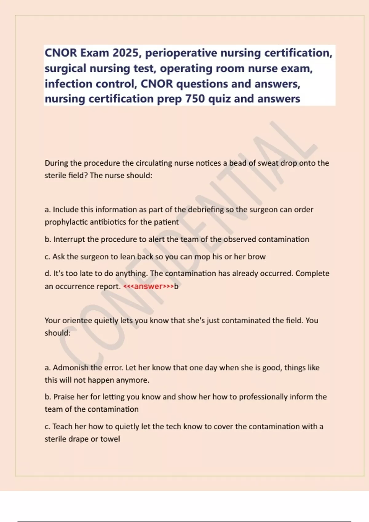 CNOR Exam 2025 perioperative nursing certification surgical nursing