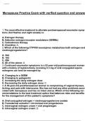 Menopause Practice Exam with verified question and answers