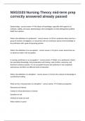 NSG3103 Nursing Theory mid-term prep correctly answered already passed