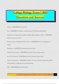 College Biology Exam 1 2025 Questions and Answers