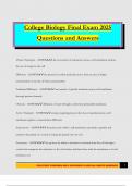 College Biology Final Exam 2025 Questions and Answers