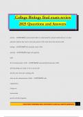College Biology final exam review 2025 Questions and Answers