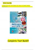 Test Bank - For Inquiry into Life 17th Edition by Sylvia S&period; Mader&comma; Michael Windelspecht&comma;ISBN&semi; 9780697360779 All Chapters Fully Covered Complete Guide A&plus;&vert;&vert;LATEST VERSION&vert;&vert;&period;