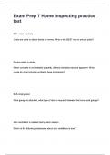 Exam Prep 7 Home Inspecting practice test questions and answers