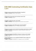 CON 3990 Contracting Certification Quiz 1 of 4 Questions And Answers Rated A&plus; New Update Assured Satisfaction