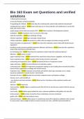 Bio 163 Exam set Questions and verified solutions