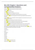 Bio-163 Chapter 1 Questions and correct&sol;verified Answers