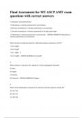 Final Assessment for MT ASCP AMT exam questions with correct answers 