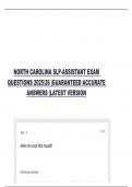 NORTH CAROLINA SLP-ASSISTANT EXAM QUESTIONS 202526 &vert;GUARANTEED ACCURATE ANSWERS &vert;LATEST VERSION 