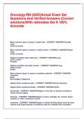 Oncology-RN 2025&vert;Actual Exam Set Questions And Verified Answers &lpar;Correct solutions&rpar;With rationales &vert; Get It 100&percnt; Accurate&excl;&excl;