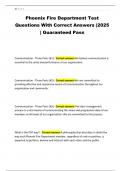 Phoenix Fire Department Test Questions With Correct Answers &vert;2025 &vert; Guaranteed Pass