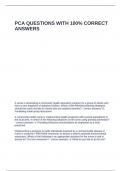 PCA QUESTIONS WITH 100- CORRECT ANSWERS