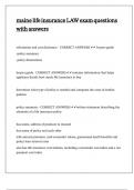 maine life insurance LAW exam questions with answers