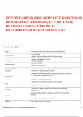 CRT&sol;RRT &lpar;NBRC&rpar; 2025 COMPLETE QUESTIONS AND VERIFIED ANSWERS&vert;ACTUAL EXAM&vert; ACCURATE SOLUTIONS WITH RATIONALES&sol;ALREADY GRADED A&plus;
