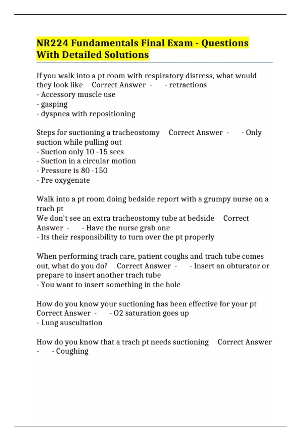 NR224 Fundamentals Final Exam - Questions With Detailed Solutions - NR ...