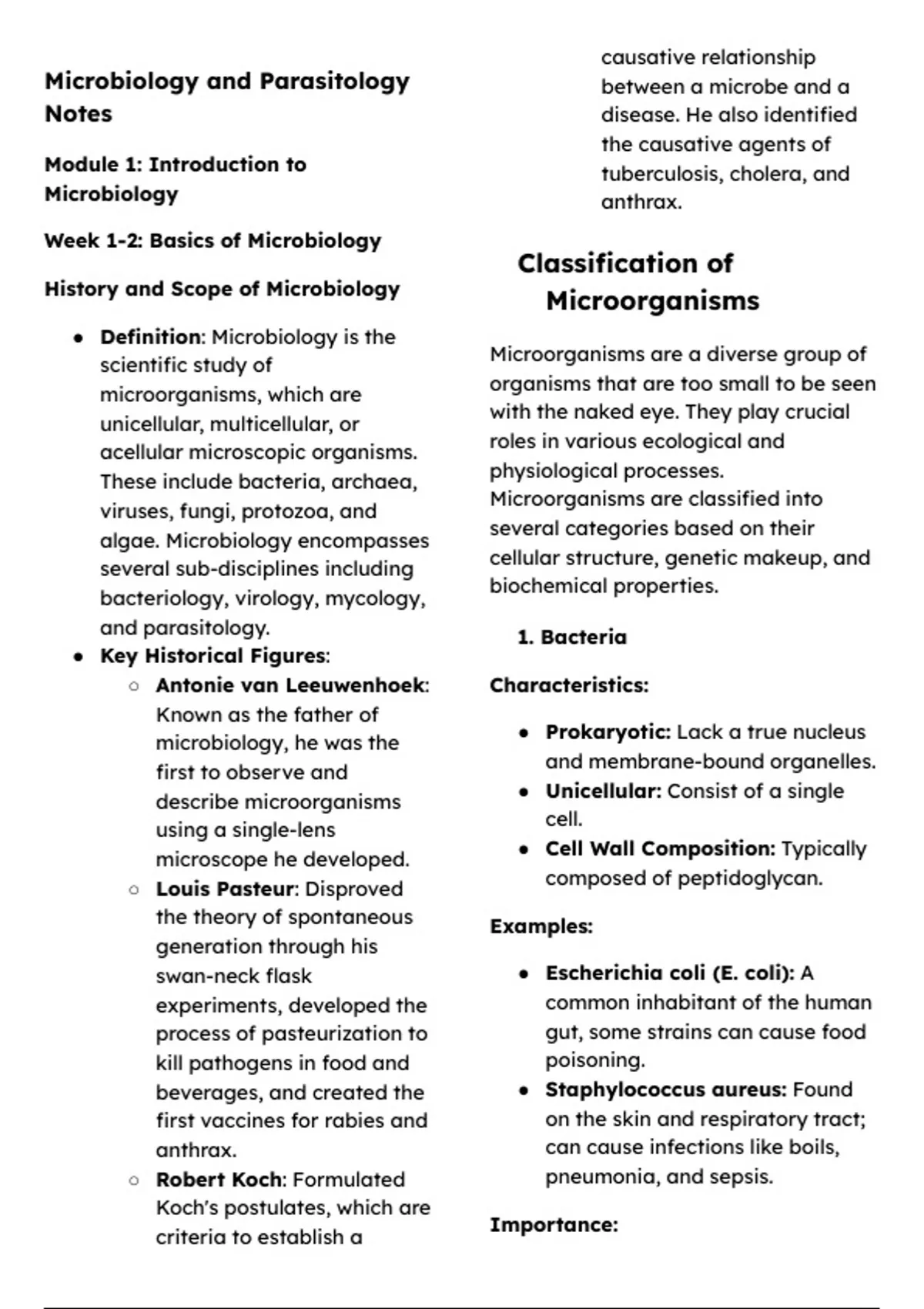 Microbiology and Parasitology Notes Module 1: Introduction to ...