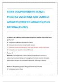 SOWK COMPREHENSIVE EXAM 1  PRACTICE QUESTIONS AND CORRECT  ANSWERS &lpar;VERIFIED ANSWERS&rpar; PLUS  RATIONALES 2025
