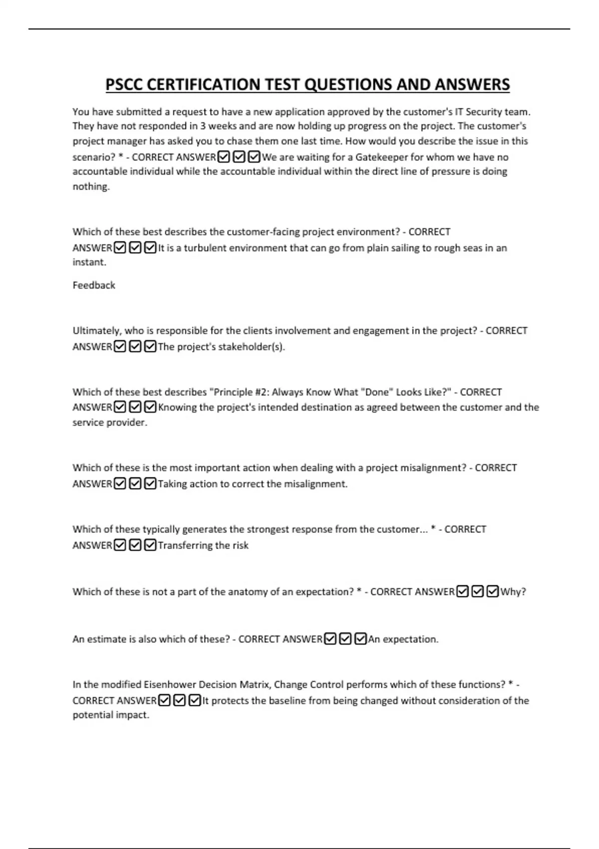 PSCC CERTIFICATION TEST QUESTIONS AND ANSWERS - PSCC - Stuvia US