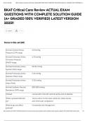BKAT Critical Care Review ACTUAL EXAM QUESTIONS WITH COMPLETE SOLUTION GUIDE &lpar;A&plus; GRADED 100&percnt; VERIFIED&rpar; LATEST VERSION 2025&excl;&excl;