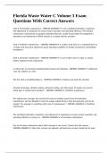 Florida Waste Water C Volume 3 Exam Questions With Correct Answers