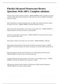 Florida Advanced Wastewater Review Questions With 100- Complete solutions