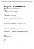 Wastewater B License Florida exam questions with correct answers