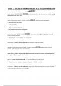 WEEK 1- SOCIAL DETERMINANTS OF HEALTH QUESTIONS AND ANSWERS