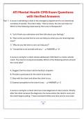 ATI Mental Health CMS Exam Questions with Verified Answers