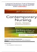 Contemporary Nursing&colon; Issues&comma; Trends & Management &ndash; Cherry & Jacob &lpar;8th Edition&comma; Verified Test Bank&rpar; &vert; Complete Multiple Choice and NCLEX-style Questions