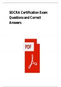 SOCRA Certification Exam Questions and Correct Answers