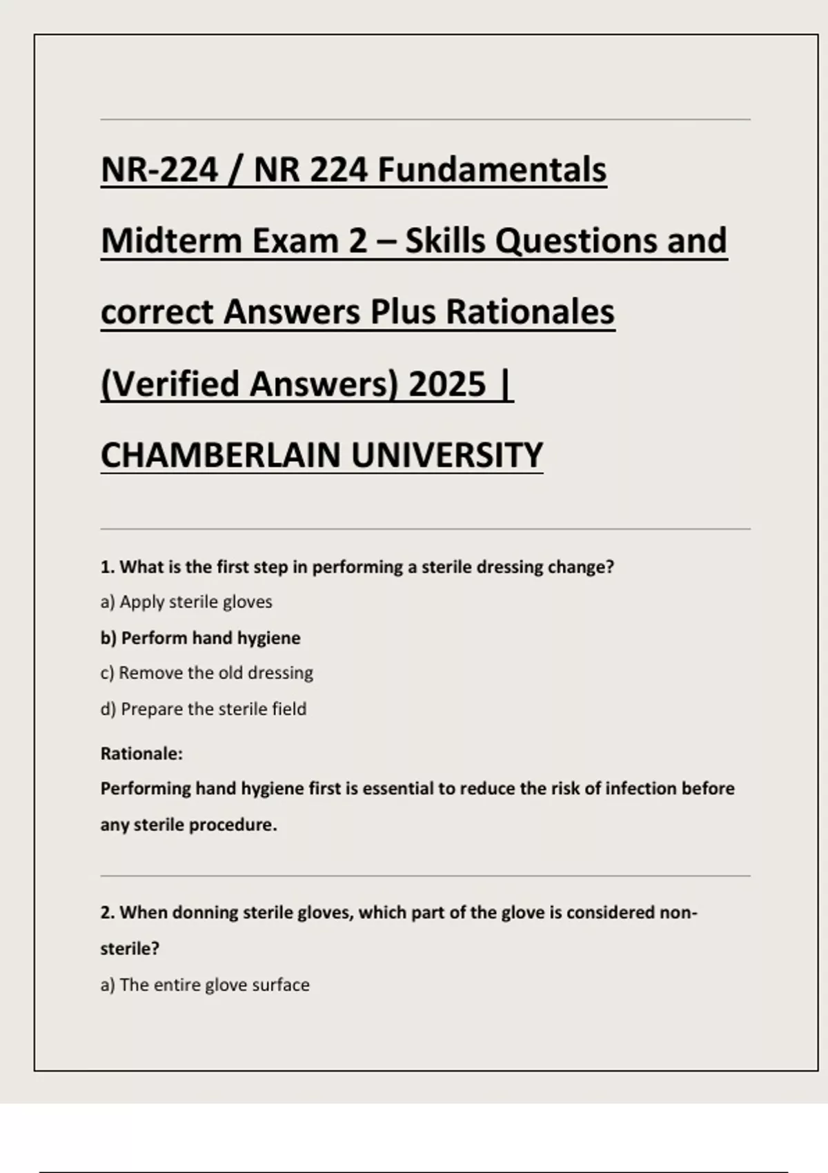 NR-224 / NR 224 / NR224Fundamentals Midterm Exam 2 – Skills Questions ...