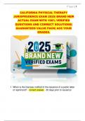 CALIFORNIA PHYSICAL THERAPY JURISPRUDENCE EXAM 2025&vert; BRAND NEW ACTUAL EXAM WITH 100&percnt; VERIFIED QUESTIONS AND CORRECT SOLUTIONS&vert; GUARANTEED VALUE PACK&vert; ACE YOUR GRADES