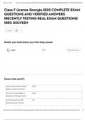 Class F License Georgia 2025 COMPLETE EXAM QUESTIONS AND VERIFIED ANSWERS &vert;RECENTLY TESTING REAL EXAM QUESTIONS&vert; 100&percnt; SOLVED&excl;&excl;