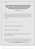 HESI MATERNITY OBSTETRICS &lpar;OB&rpar; EXAM QUESTION BANK COMPLETE 2000 QUESTIONS AND VERIFIED SOLUTIONS LATEST UPDATE THIS YEAR